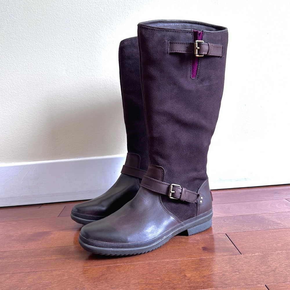 UGG Australia Dark Brown Boots with buckles, size 8.5 waterproof - Picture 1 of 16